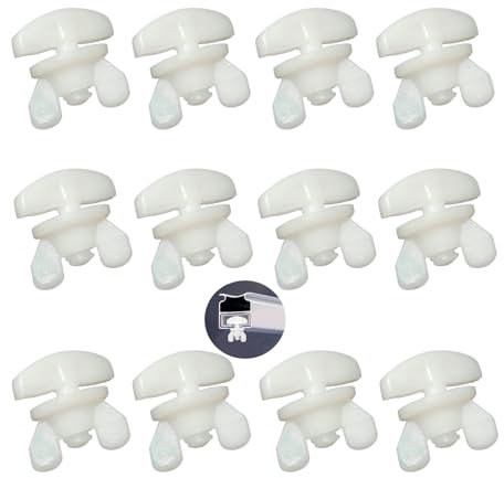 Skythrive Arrêts Intermédiaires pour Rail Rideaux, Lot de 12 Blancs, Blocage Universel, Butoir de Rideau pour Rails, Arrêt Fin