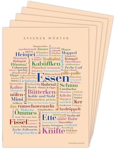 Deine Wörter Postkartenset - 5 Postkarten mit Essener Dialekt, einzigartiges Souvenir aus Essen und kreative Geschenkidee - DIN A6