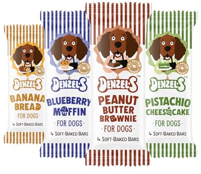 Denzel's All Natural Dog Treats - Soft Baked Bars - Variety Pack (4 x 60g)