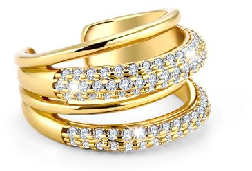 ALEXCRAFT Ringe Damen Gold Wasserfest Ringe Verstellbar Gold Ringe Gold Rings Chunky Gold Damen Statement Gold Chunky Edelstahl Grösse Edelstahl