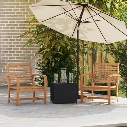 Gecheer Gartenstühle 2 pcs Braun 60 x 65 x 76.5 cm Massives Teakholz Gartenmöbel Stapelstuhl Balkonstühle für Outdoor Garten Café Camping