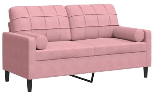 Eleganz Divano 2 posti rosa 140 cm velluto Futon con cuscino decorativo - Comodo divano soggiorno per piccoli spazi, durevole e facile da pulire