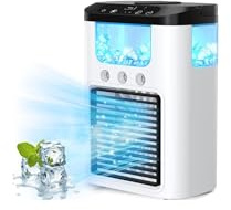 Mini Klimagerät Mobile Klimaanlage 1200 Mah Akku Wiederaufladbar Mini Luftkühler mit 600ml Wassetank Air Conditioner Camping Kleine Klimaanlage Tragbar 7 Farben Nachtlicht 3 Sprühmodi