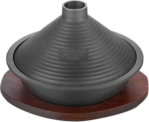 Cast Iron Tagine Pot with Tray, Non-Stick Tapered Lid, Induction and Gas Stove Suitable, Essential Kitchen Cookware
