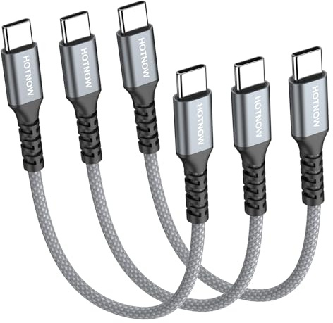 Câble USB C vers USB C 30cm Lot de 3, Cable USB C Charge Rapide 65W Court | Nylon Tressé,pour iPhone 17 16 15 Série,Galaxy S25 S24,Pixel,iPad,MacBook,Switch,PS5,PowerBank,Huawei P50 P40,Appareils USB C