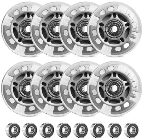 8 piezas de ruedas LED para patines en línea de 72 mm – Ruedas brillantes para patines con rodamientos, ruedas de repuesto para patines y patines de fitness – Ruedas PU universales para niños