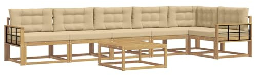vidaXL Outdoor-Sofagarnitur 7 pcs Weiß und Beige 79 x 79 x 37 cm, Moderne Garten-Sofa-Ecke, wetterfestes Set, modulares Lounge-Möbel, ergonomisch & Akazien-Stil
