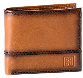 Petit Portefeuille pour Homme en Cuir véritable avec Porte-Monnaie et Poche intérieure zippée DUDU Brun Clair