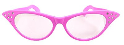 REDSTAR Pinke 50er-Jahre Brille mit dunkler oder klarer Linse 1950er Jahre Kostüm Zubehör (transparent)