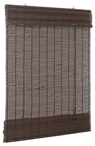 Ventanara® Raffrollo Bambus Bambusraffrollo Rollo inkl Montagematerial (Dunkelbraun, 140 x 160 cm)