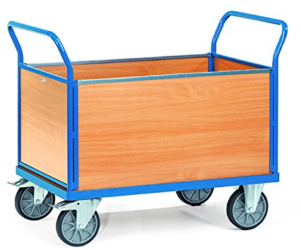 Fetra Plattformwagen - blau pulverbeschichtet - Ladefläche 1000x700 mm 4 seitig geschlossen