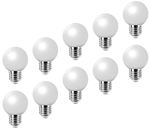 HUAMu E27 milchig-weißes Golflicht LED kleine Edison-Schraubenfarbenlampe 2W, Energiesparlampe 20W Glühlampenäquivalent, geeignet für Terrassenparty-Atmosphäre-Birne AC220-240V, 10 Packungen…