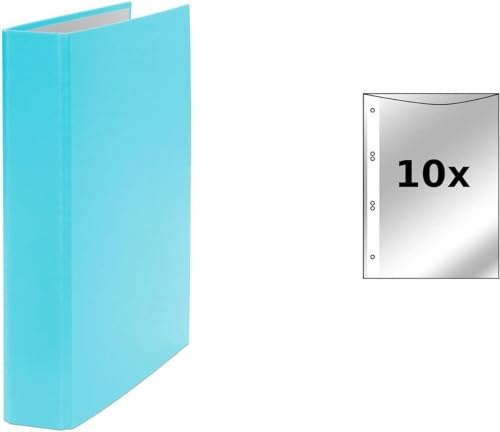 Ringbuch / DIN A5 / 4-Ring Ordner / Farbe: türkis + 10 Prospekthüllen