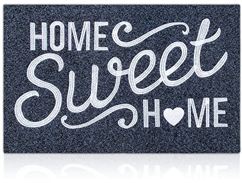 AAZZKANG Home Sweet Home Door Mat with Non Slip Rubber Backing Outdoor Indoor Welcome Mat Ultra Absorb Mud Easy Clean Front Door Entrance Doormat Grey