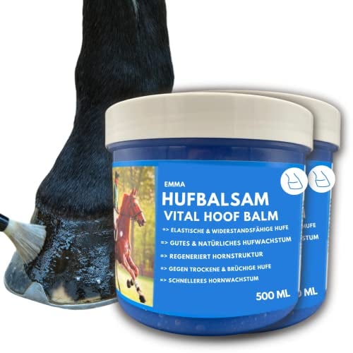 Huffett Pferd mit Wallnuss Öl 2x500ml Hufpflege für Pferde I Hufbalsam für Pferde gesunde Hufe I Huffett Pferde mit Pinsel auftragen I Gegen trockene Hufe & Anti Strahlfäule Strahlmittel I Huf Fett