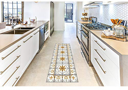 Carpet Mosaics PVC Rooms | Various Sizes | PVC Carpet | Vinyl Floor | Home Decoration | Syntasol Flooring | Protection Floor | 60x80cm Orange/grey