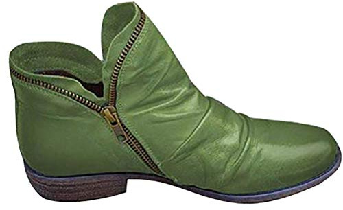 ORANDESIGNE Stiefeletten Damen Flach Spitze Stiefel Kurzstiefel mit Reissverschluss Ankle Boots Frauen Wildleder Schuhe Damenschuhe Mode Elegant Halbstiefel