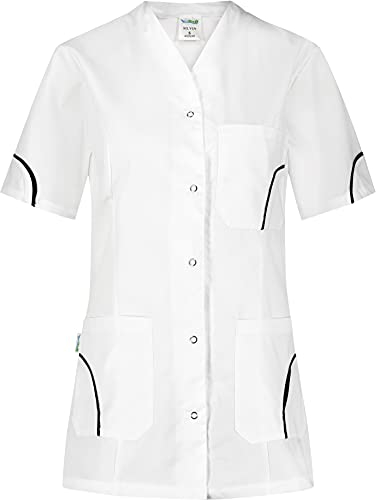 B-well Silvia - Tunique à enfiler - À manches courtes et avec boutons - Pour femme, Blanc., XL