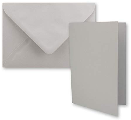25x DIN B6 Faltkarten Set mit Umschlägen in Hellgrau (Grau) - 120 x 170 mm - ideal für Einladungskarten, Hochzeit, Taufe, Kommunion, Konfirmation - Marke: FarbenFroh
