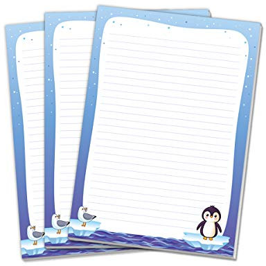 Blöcke Schreibblock mit Kindermotiv Pinguin (3 Blöcke mit je 25 Blätter in A4-Format)