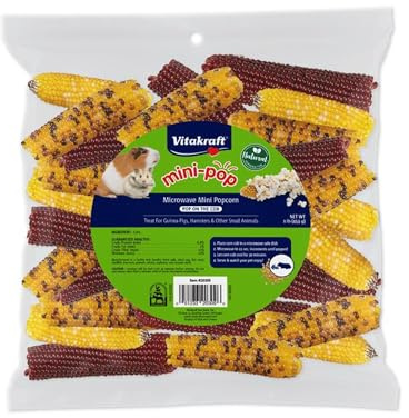 Vitakraft Mini Pops Microwavable Corn Cobs for Small Animals - Corn on The Cob Snack for Hamsters, Rabbits, & Guinea Pigs - Pet Treat & Enrichment Chew Toy - Popcorn for Small Animals (1lb)