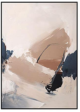 MWMG Acrylbilder Auf Leinwand Handgemalt, Braune Textur Geometrische Farbe Abstrakter Expressionismus Moderne Kunstwerke Abstrakte Gemälde Handgemalte Ölgemälde Auf Leinwand Wandkunst Für Wohnzimmer
