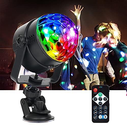 Discokugel, 3W Led Partylicht, USB Discolicht mit Musikgesteuert und Fernbedienung, 7 Farbe Discokugel Led Party Lampe für KTV Xmas Party Hochzeits Halloween Show