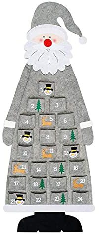 Aebor Weihnachtsmann Weihnachten Adventskalender 2021, Wandbehang Santa Filz Weihnachtsbaum Adventskalender mit 24 Tage Taschen, Xmas Countdown Kalender Geschenk für Kinder Home Office Tür Dekoration