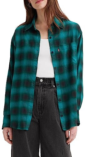 Levi's Damen Nola Oversized Shirt Hemd,James Plaid Chasm Blue,L