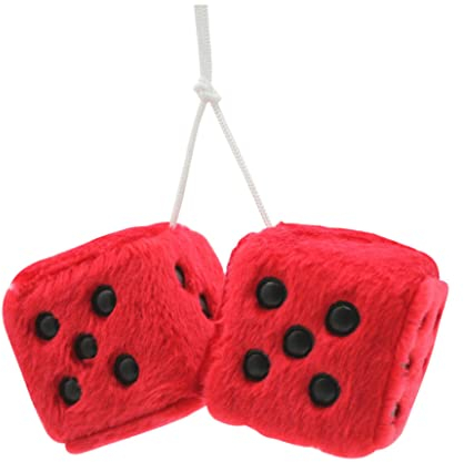 NIDONE Plüschwürfel Auto Hängende Ornamente Plüsch Würfel Auto Charme Auto Interieur Ornamente, Rot, 7,5 x 7,5 cm