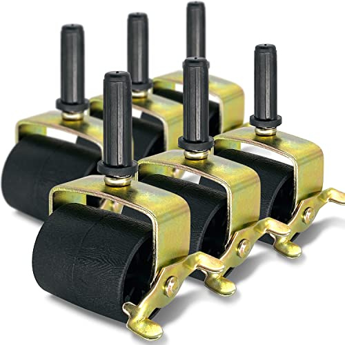 Bed Casters,Bed Frame Wheels Rollers,Brakes,Heavy Duty Locking Metal Swivel Casters for Bed Replacement Parts,Stem for Bed Frame Socket,for Furniture,Set of 6