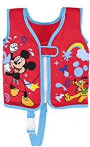 Bestway Swim Safe ABC Disney Junior Schwimmweste mit Textilbezug Stufe B Mickey & Friends, 1-3 Jahre, Rot