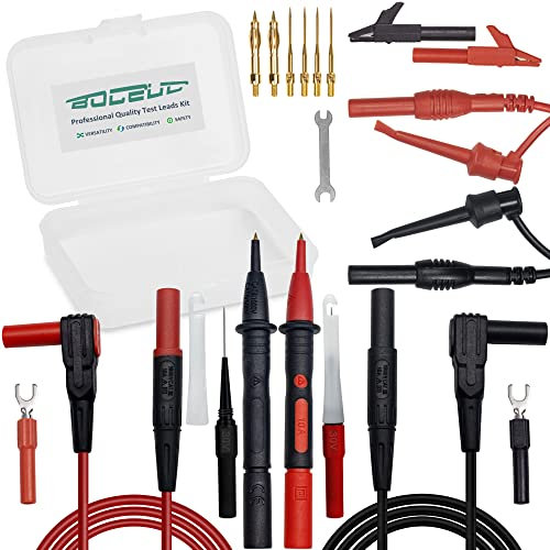 BOCEUC Multimeter Silicone Leads Electrician Test Leads Kit CAT III 1000V&CAT IV 600V with Alligator Clips Test Hooks and Needle Back Probe Pins for Fluke, AstroAI, INNOVA