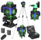 Niveau laser en 4 x 360° 4D 16 Lignes Auo-équilibrage du Niau Laser Vert Rotatif Outil de Niveau Vertical Horizontal avec d'auto-Nivellement IP54 2x2400 mAh Batteries