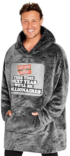 Only Fools and Horses Blanket Hoodie for Men and Teenagers - Cosy Oversized Fleece Hoodie One Size - Gifts for Men Grey