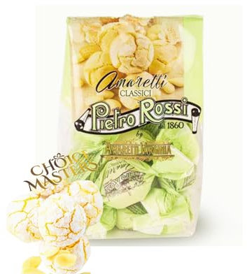 Amaretti Gift | Traditional Soft Amaretti Macaroon Biscuits | Classic Authentic Italian | Individually Wrapped In a Green Window Gift Bag | Pietro Rossi 180 g