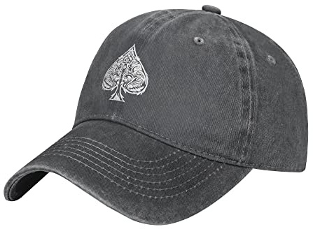 YINGD Cowboy Baseball Cap Poker Ace of Spades Hat Verstellbare Sportmütze Casual und Unisex für Männer Frauen Trucker Cap, Hut 488, One size