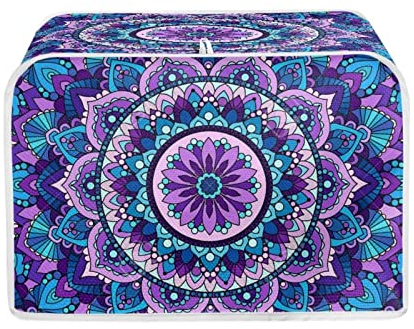 JEOCODY Toasterabdeckung lila Mandala-Druck 4 Scheiben Toaster Abdeckung mit Griff Gerät Abdeckung Toaster Staub und Fingerabdruck Schutz / maschinenwaschbar