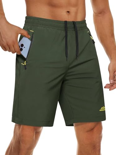 MAGCOMSEN Men's Gym Shorts with Zip Pockets Sport Running Shorts Quick Dry Hiking Swimming Shorts Walking Work Outdoor Shorts