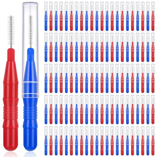 ROADPLUM 120Pcs Interdental Brushes 2 Sizes, 360° Bendable Soft Bristles Braces Brush Dental Brushes Between Teeth Gum Interdental Brushes for Gum Braces Oral Teeth Cleaning Tool