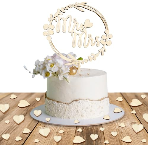 Cake Topper Hochzeit Holz, Cake Topper Mr Mrs Torten Topper Tischdeko, Tortentopper Hochzeitstorte, für Hochzeiten, Verlobungen, Hochzeitstage uvm