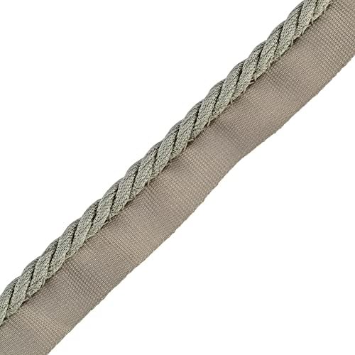 Discount Fabrics Flange Cord - 19mm Cotton Piping for Sewing, Cushions, Upholstery Ribbon Flanged Trim Cushion Sewing Thread Plait Furnishing Cushions (Water Green,5m)