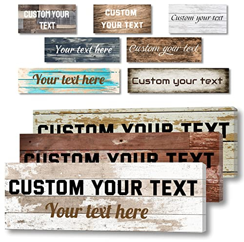 LZIMU individuelle Schilder für die Wand personalisierte Leinwanddrucke Schild mit Ihrem Text für rustikale Bauernhaus-Heimdekoration(10x20cm)