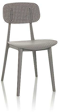 hjh OFFICE Esszimmerstuhl Gartenstuhl ARTIFO HOL Kunststoff Stapelstuhl Indoor und Outdoor, 830114, Grau