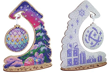 MP Studia Kreuzstich-Stickset für Erwachsene und Anfänger, Winterschönheit, Weihnachtskugel, 21 x 17 x 7 cm