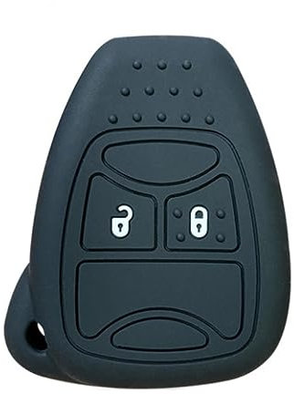 OTMIK Silicone pour Clé de Voiture étui pour Jeep Commander Grand Cherokee Liberty Wrangler Compass Patriot 2 Boutons Accessoires pour Coquille de Clé (Noir)