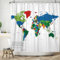ASDCXZ Rideau de Douche Carte du Monde 180x180 cm, Simplicité Moderne Carte du Monde colorée Blanc Lavables Textile Rideau de Bain imperméable pour Baignoire avec 12 Crochets