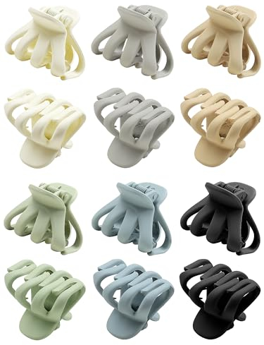 Kavya 12 Stück Haarklammer Klein Octopus Haarspangen Damen Starke Haarklammern Matt 4cm Small Hair Clips Rutschfest Mode Haarspange für Frauen Mädchen Dickes Dünnes Haar (Grün)
