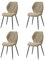 GrandCA HOME Juego de 4 Sillas de Comedor, Sillas de Comedor Tapizadas, Sillas de Cocina Nórdicas, Sillas Acolchadas con Patas de Metal, Cojines de Tela de Rombos, Frijol Verde-R