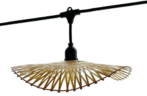 Lumisky Lichterkette, anschließbar, für den Außenbereich, Lampenschirm aus Bambus, natur, Boho, 7-flammig, E27-Fassung, warmweiß, 6 m